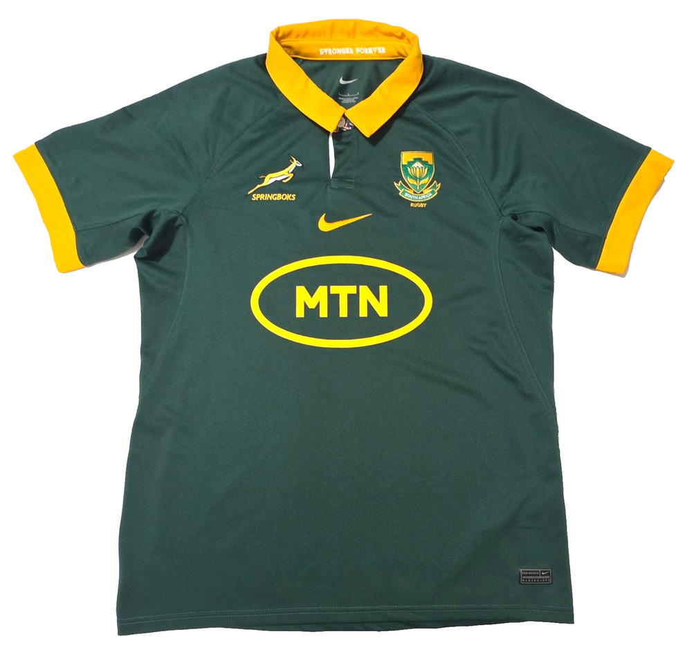 Nike South Africa Springboks Rugby Jersey Large L Green Yellow Shirt FQ6970